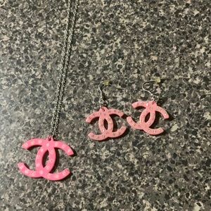 )()( cc earring and necklace